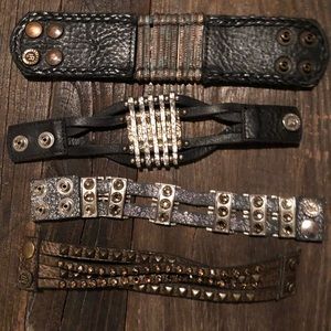 Bundle of 4 LeatherRock cuff bracelets
